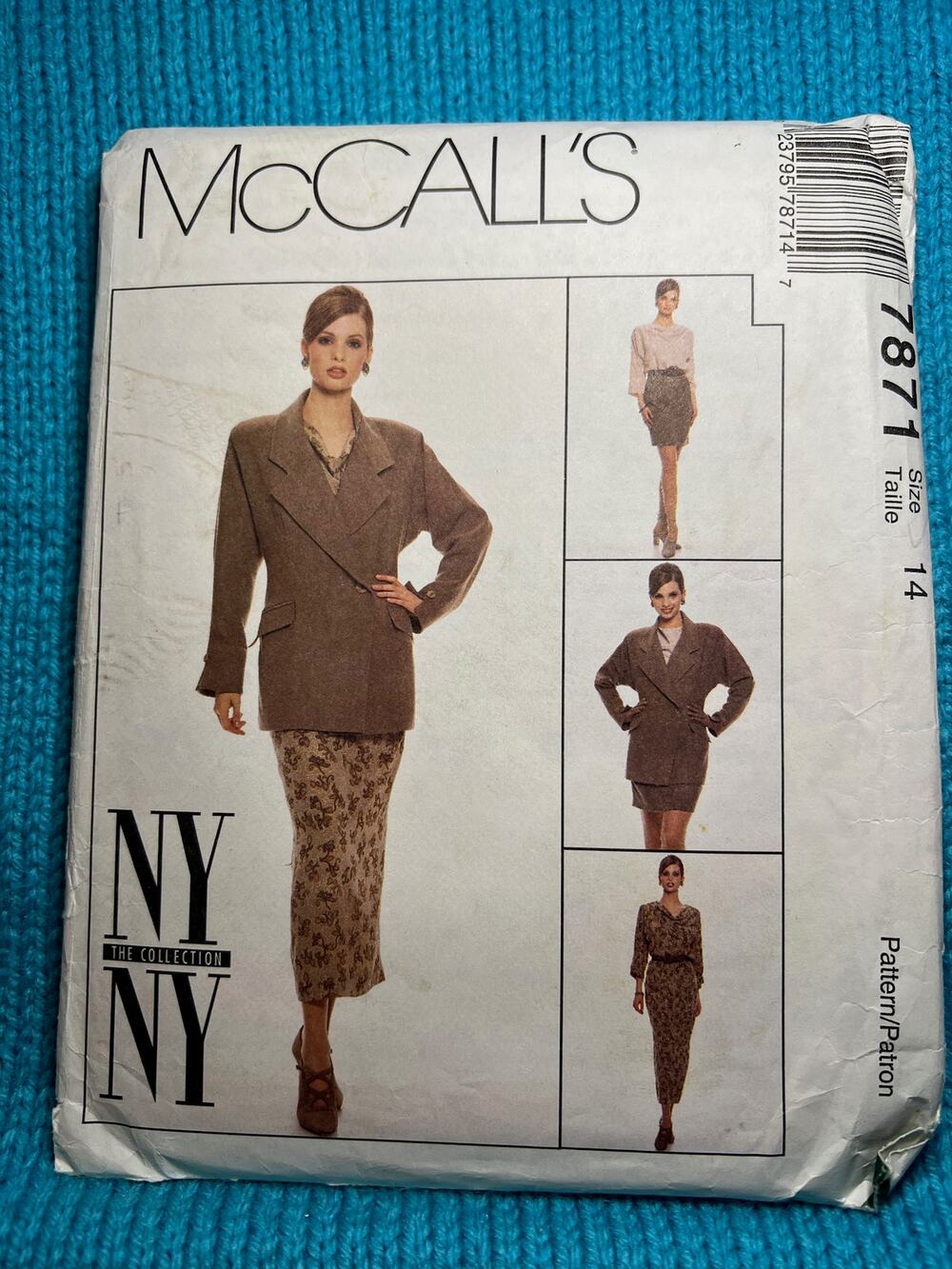 McCalls 7871 Sewing pattern suit blazer boxy blouse pencil skirt 14